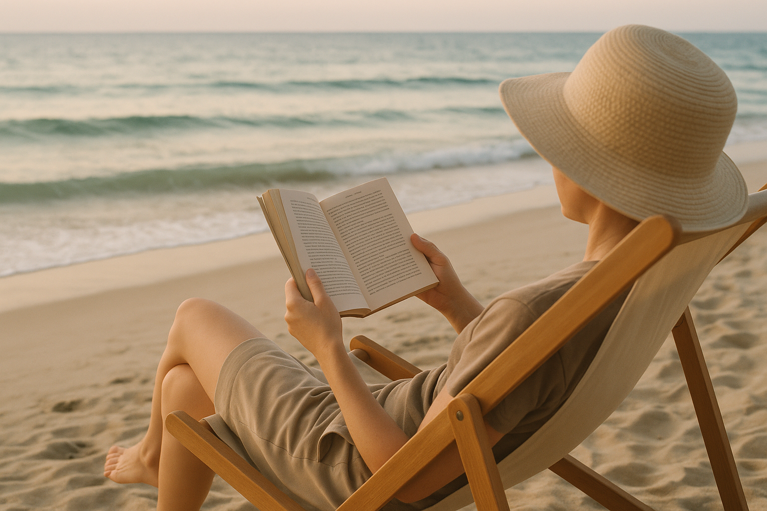 persona leyendo comodamente en el mar 